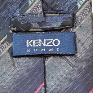 Kenzo Classic Men's Navy Tie with Red Stripe silk made in Italy